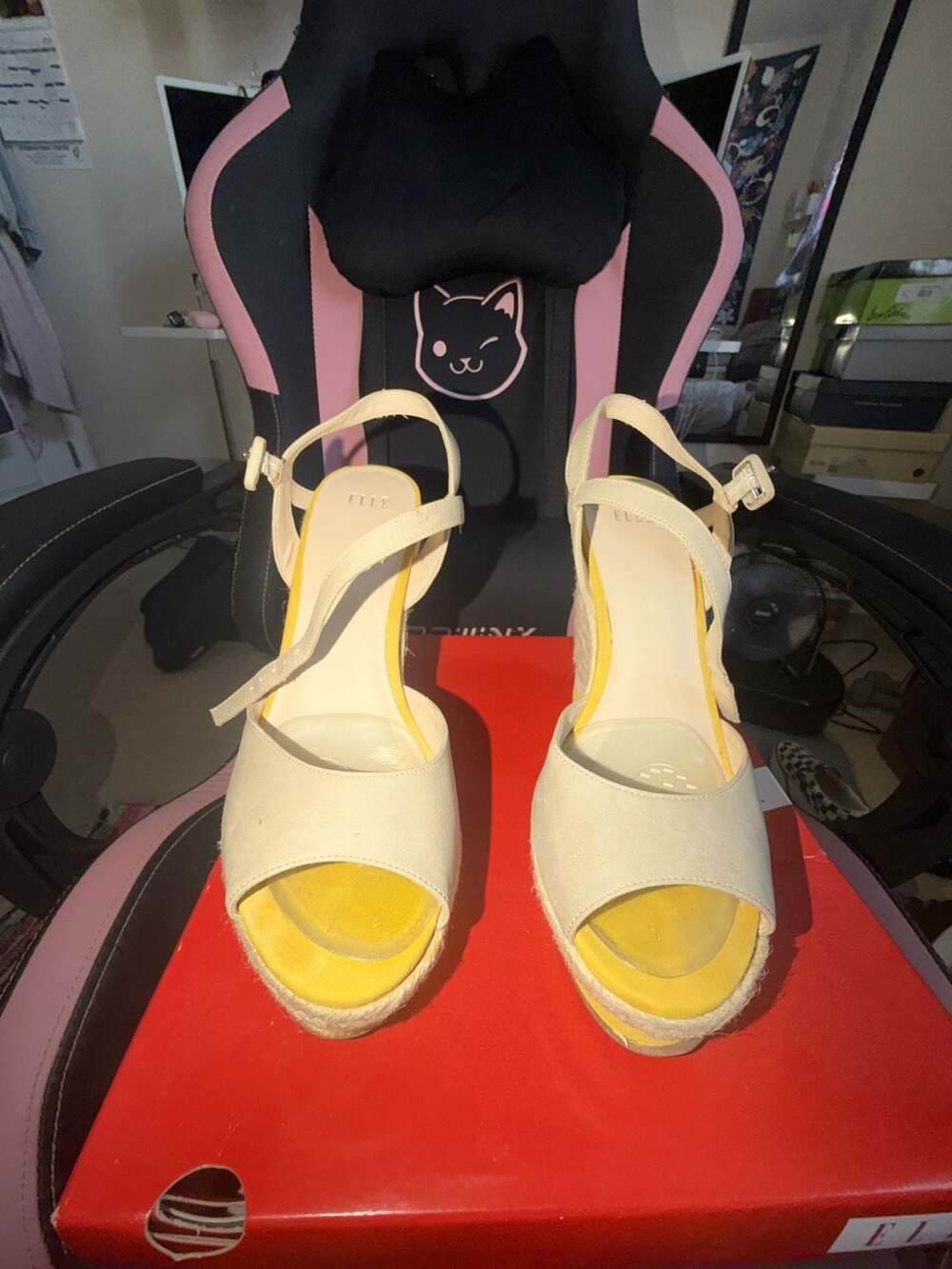 Elle Eleverly Yellow Espadrille Wedge Sandals